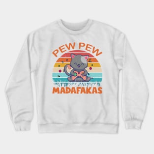 Pew Pew Cat Gaming Cat Crewneck Sweatshirt